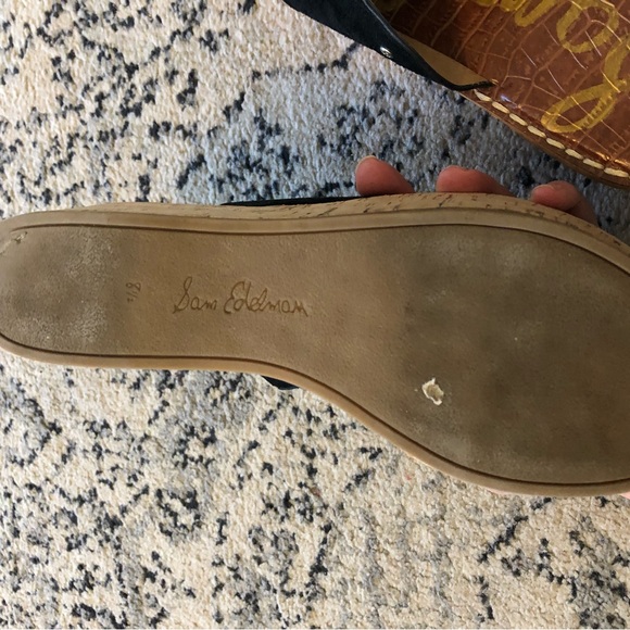 Sam Edelman black suede wedge sandals size 8.5 - Picture 6 of 6